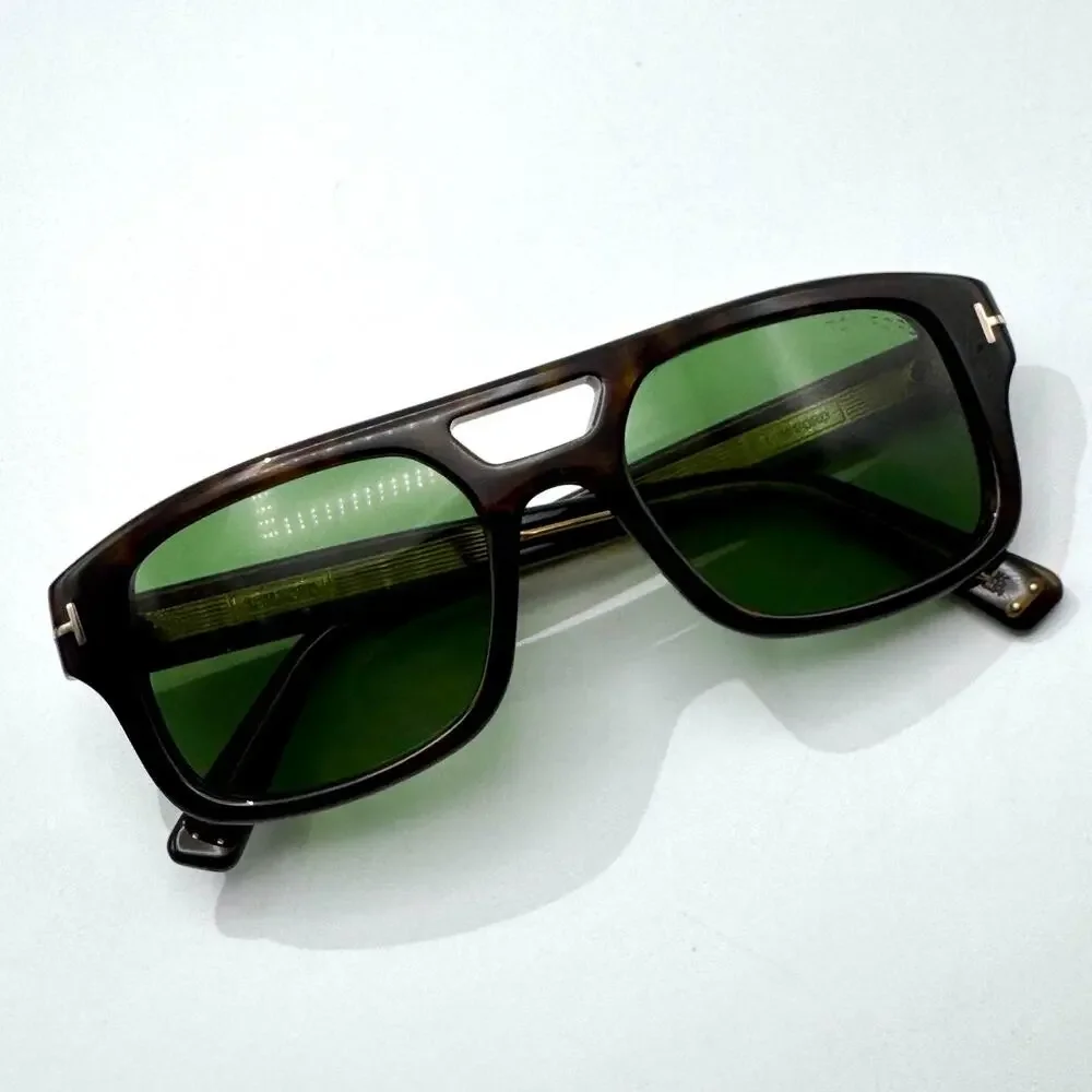 Tom Ford Sunglasses Icon TF0022 52N Havana Navigator Frame Green Lens 53-20-145